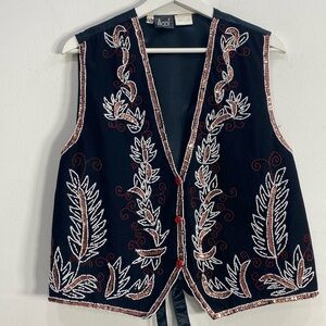 Vintage MODI‎ Beaded Velvet Vest 8/10
